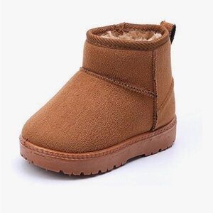 Kids Warm Brown Fleece-Lined Ankle Boots